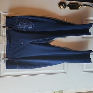 Mixit Denim Embroidered Capris Size XL